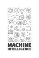 Machine Intelligence vertical outline banner - AI Technology concept illustration vector