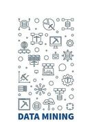 Data Mining vertical outline banner. Database Systems concept illustration vector