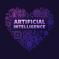 AI Artificial Intelligence Technology concept heart shaped outline colorful banner vector