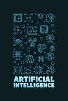 Artificial Intelligence vertical blue outline banner. AI concept modern illustration vector