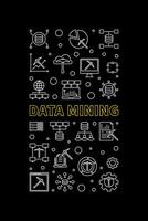 Data Mining Technology concept vector thin line vertical dark banner