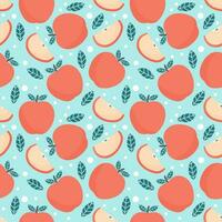 Vector seamless pattern with apples and leaves. Seamless texture design