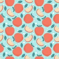 Vector seamless pattern with apples and leaves. Seamless texture design