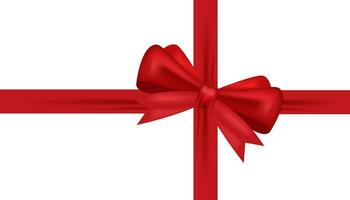 rojo arco y horizontal cinta brillante satín para decoración regalos, saludos, vacaciones. valores vector ilustración