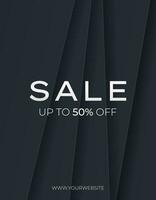 Simple sale banner or shopping poster with black stripes. Vertical template for web, social media. Special Offer, campaign or promotion, Black Friday sale, Beauty or seasonal sale, End of season. vector