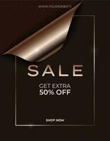 Vertical sale banner or shopping poster. Luxury template with frame for web, social media. Special Offer, campaign or promotion, Black Friday sale, Beauty or seasonal sale, End of season. vector