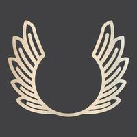 Winged frames. Flying bird shield emblem, eagle wings badge frame and retro aviation fast wing symbol vector