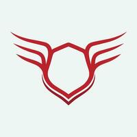 Winged frames. Flying bird shield emblem, eagle wings badge frame and retro aviation fast wing symbol vector
