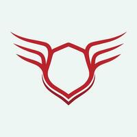 Winged frames. Flying bird shield emblem, eagle wings badge frame and retro aviation fast wing symbol vector