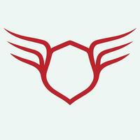 Winged frames. Flying bird shield emblem, eagle wings badge frame and retro aviation fast wing symbol vector