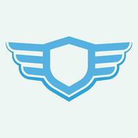 Winged frames. Flying bird shield emblem, eagle wings badge frame and retro aviation fast wing symbol vector