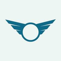 Winged frames. Flying bird shield emblem, eagle wings badge frame and retro aviation fast wing symbol vector