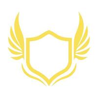 Winged frames. Flying bird shield emblem, eagle wings badge frame and retro aviation fast wing symbol vector