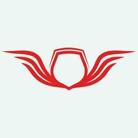 Winged frames. Flying bird shield emblem, eagle wings badge frame and retro aviation fast wing symbol vector