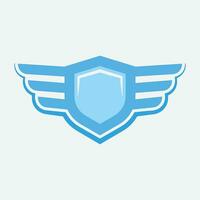 Winged frames. Flying bird shield emblem, eagle wings badge frame and retro aviation fast wing symbol vector