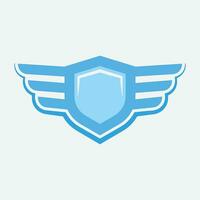 Winged frames. Flying bird shield emblem, eagle wings badge frame and retro aviation fast wing symbol vector