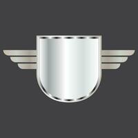 Winged frames. Flying bird shield emblem, eagle wings badge frame and retro aviation fast wing symbol vector