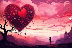 Valentine's day background with heart and man. Vector illustration, Love background illustration , AI Generated photo