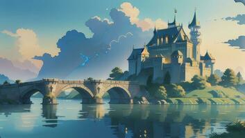 magnífico castillo gráfico novela anime manga fondo de pantalla foto