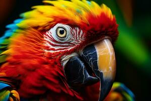 Macaw birds with vibrant colors in nature Generative AI photo