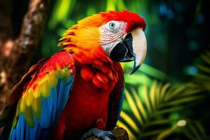 guacamayo aves con vibrante colores en naturaleza generativo ai foto