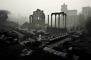 ancient Roman ruins at the Roman Forum Generative AI photo