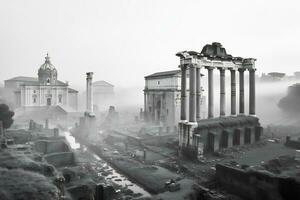 ancient Roman ruins at the Roman Forum Generative AI photo