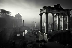 ancient Roman ruins at the Roman Forum Generative AI photo