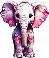 linda bebé elefante con flor untado png ai generativo