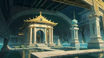 Ancient Temple Graphic Novel Anime Manga Wallpaper photo