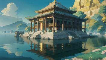 Ancient Temple Graphic Novel Anime Manga Wallpaper photo