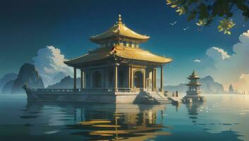 Ancient Temple Graphic Novel Anime Manga Wallpaper photo