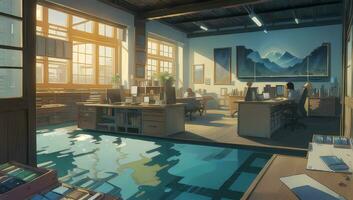 oficina moderno fantasía gráfico novela anime manga fondo de pantalla foto