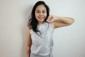 Portrait of a woman on white background, portrait of a person photo