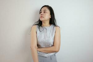 Portrait of a woman on white background, portrait of a person photo