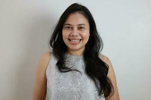 Portrait of a woman on white background, portrait of a person photo