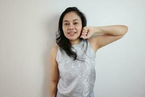 Portrait of a woman on white background, portrait of a person photo