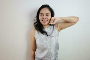 Portrait of a woman on white background, portrait of a person photo