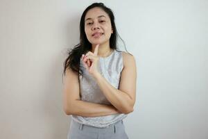 Portrait of a woman on white background, portrait of a person photo