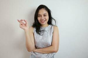 Portrait of a woman on white background, portrait of a person photo