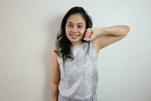 Portrait of a woman on white background, portrait of a person photo