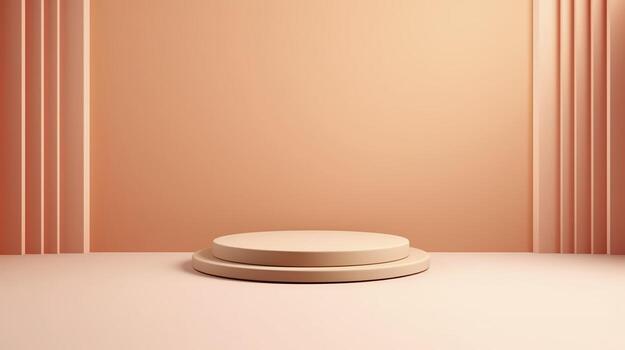 Podium with a parametric background. Stage showcase on pedestal display, 3d rendering. AI Generative photo