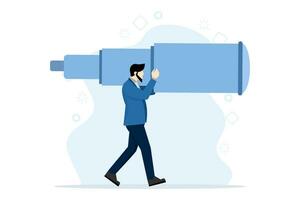 Business character concept observing through binoculars, looking into the future, Foresight. Business metaphor for search or research. flat vector illustration on white background.