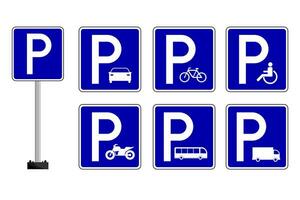 Parking signs on pack. Vector design.