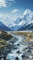 The beauty of a majestic and snow capped mountain range, with rugged peaks, AI Generative photo