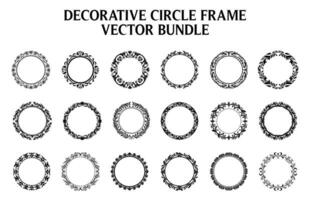 Vintage Decorative Ornamental Circle frame vector Set, Round vector ornamental Frame and filigree floral ornaments