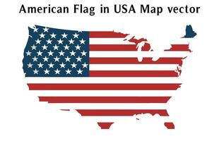 americano bandera en Estados Unidos mapa vector ilustración aislado en blanco fondo, afligido americano bandera en Estados Unidos mapa vector