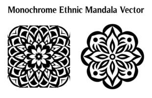 Black and white abstract circular pattern mandala, Mandala Line Drawing Design, Ornamental Mandala with floral patterns, Ornamental luxury mandala pattern, Set of Vector boho mandala illustration