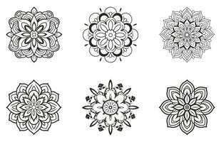 Black and white abstract circular pattern mandala, Mandala Line Drawing Design, Ornamental Mandala with floral patterns, Ornamental luxury mandala pattern, Set of Vector boho mandala illustration