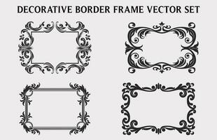 Vintage Decorative Ornamental Rectangle frame vector Set, Retro vector ornamental borders and filigree floral ornaments